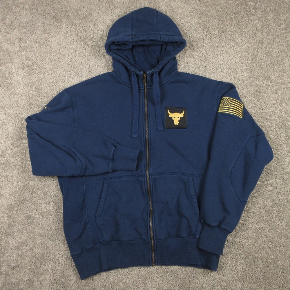 Under Armour Project Rock Sweater Mens Large Freedom Full Zip Hoodie Sweatshirt
